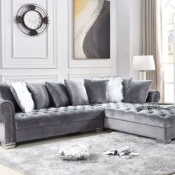 Velvet grey Sectional