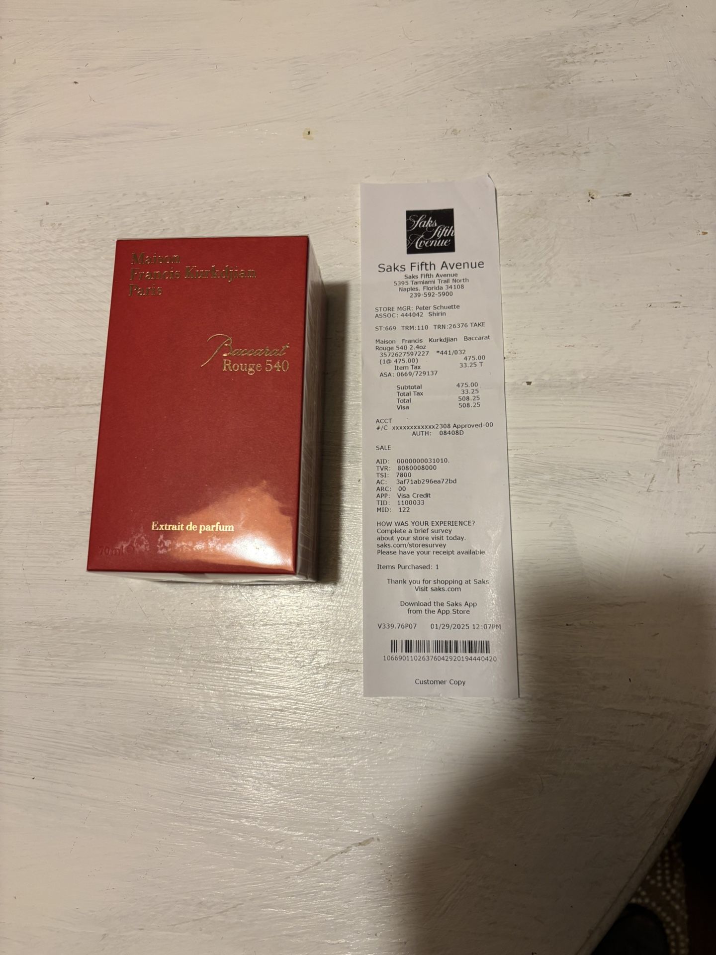 I Have Receipt) Baccarat Cologne