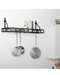 Old Dutch International Wall-Mount Bookshelf Pot Rack