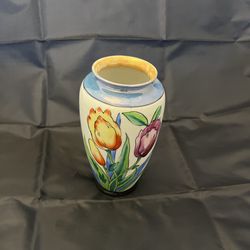Vintage Figural Tulip Flower Porcelain Ceramic Vase Hand Painted Japan 7.5"