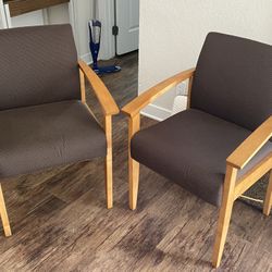Vintage Solid Walnut Gunlocke Arm Chairs
