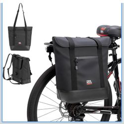 KEMIMOTO Bike Rack Bag, Pannier Backpack for Bicycles with Removable Shoulder Strap,