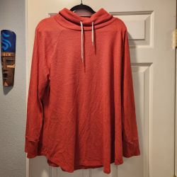 Terra Sky Cowl Neck Tunic Top Coral Red Size 2X Boho