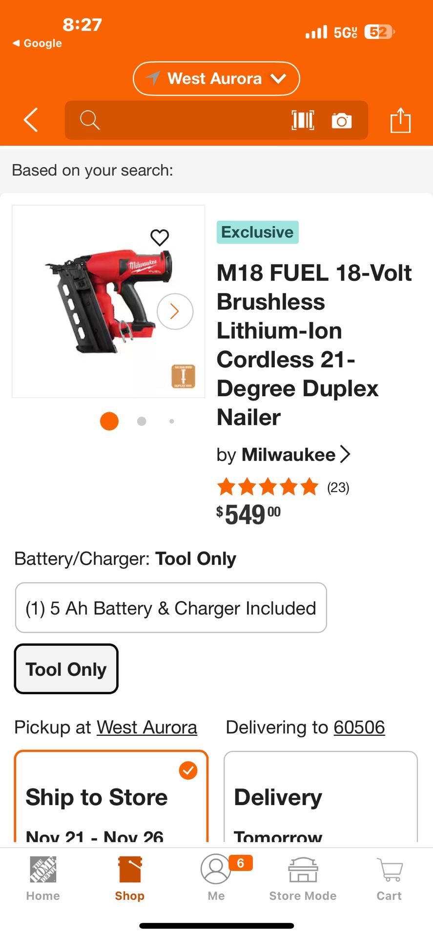 Milwaukee 21 Gauge Framing Nailer 