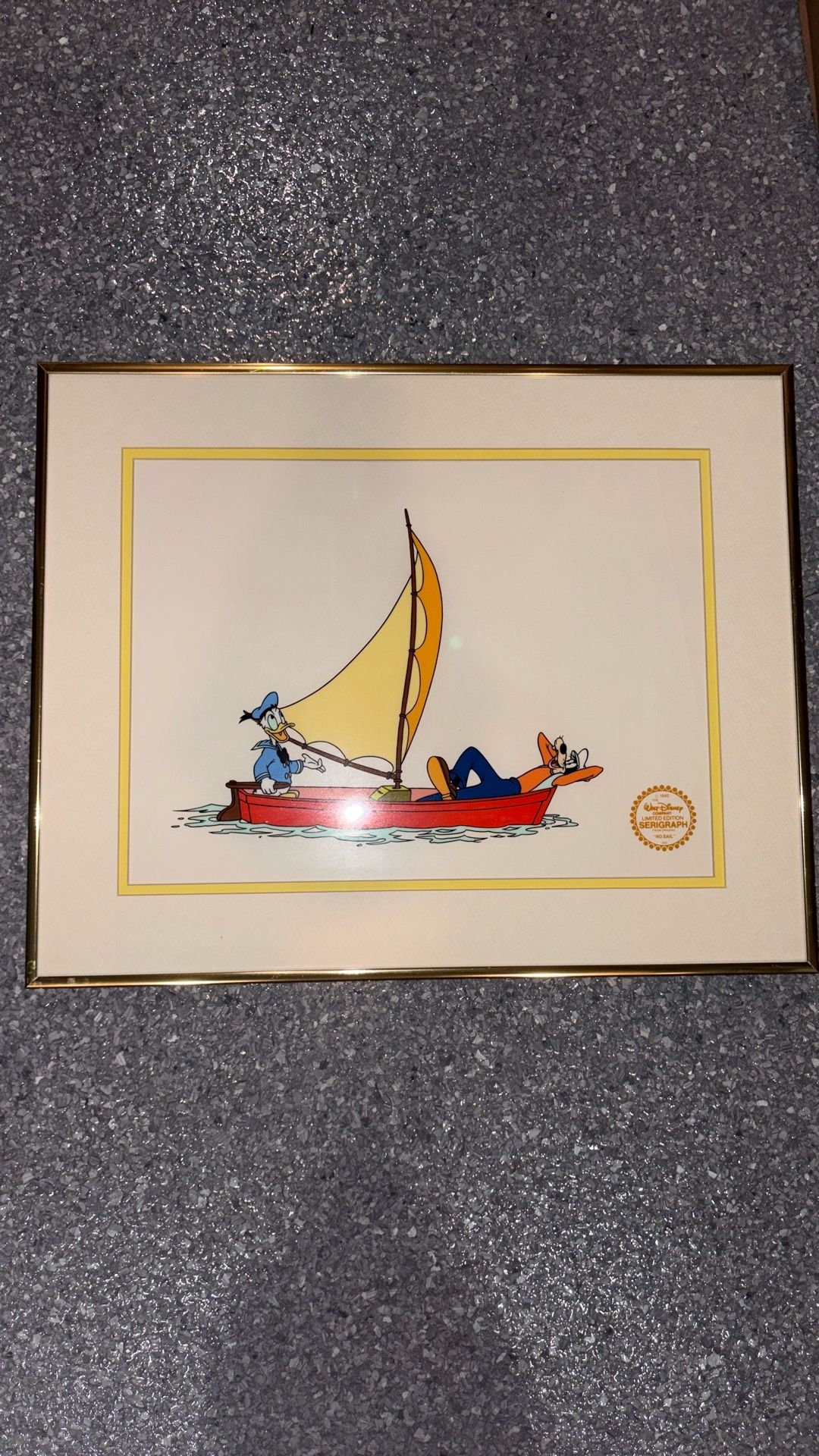 WALT DISNEY SERIGRAPH CEL DONALD DUCK & GOOFY NO SAIL LIMITED EDITION FRAMED