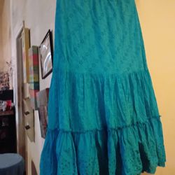 Skirt long Blue Cotton Women's Medium 