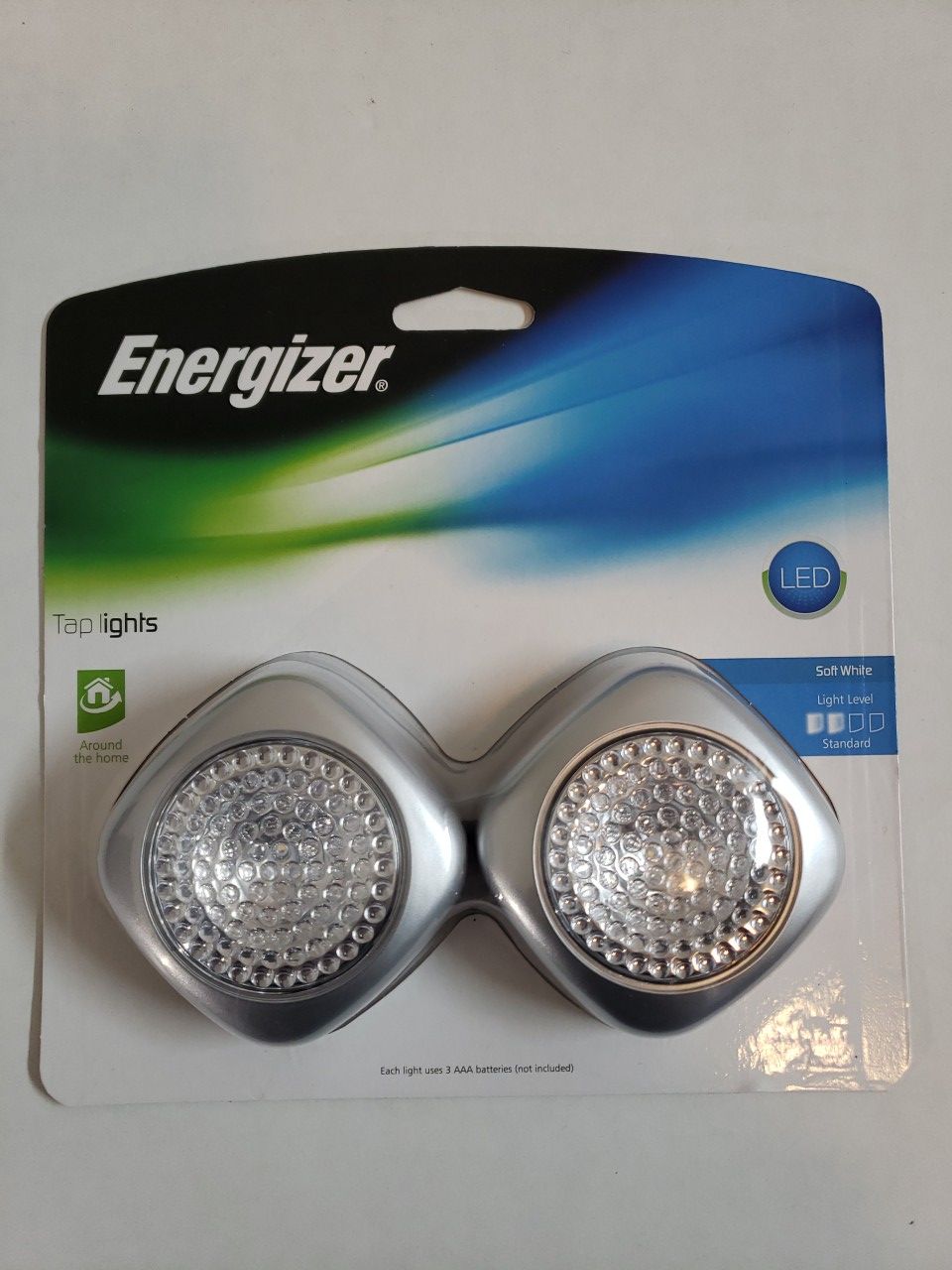 Energizer LED Tap Lights 2 Pack Battery Operated Soft White Light Push On/Off