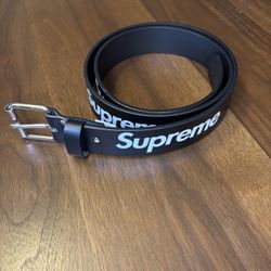 Supreme Leather Repeat Belt Black
