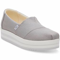 TOMS Gray Canvas Platform Slip-On Shoes