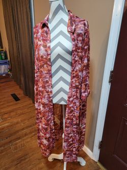 Cato Pink & Rust Camouflage Duster