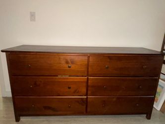 Dark Brown Wood Dresser - 6 Drawers