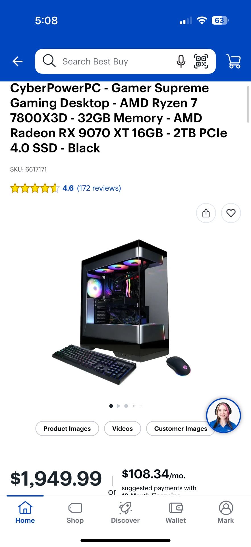 Cyberpower PC Ryzen 7 7800x3d 32gb Radeon Rx 9070 Xt 16gb 2tb Pixel Ssd