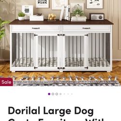 Large Dog Crate With Two Drawers  And Divider