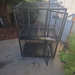 $75.   2 Tier Dog Crate  Double Locking Door
