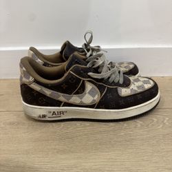 Nike 1 Louis Vuitton Custom Air Force Brown Monogram Lace Up Sneakers