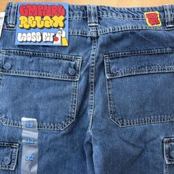 NWT NEW Zumiez Empyre Men’s 32” Skate Cargo Denim Jean w Graffiti Embroidery