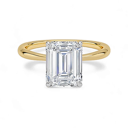 14K Gold Solitaire Engagement Ring with IGI Certified Emerald Cut Lab Grown Diamond.