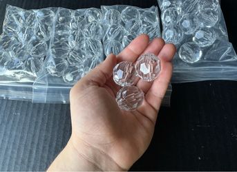 Clear Crystal-Look Faceted Beads, Cuentas Transparentes Facetadas 165g, 4 bags, 12 beads each bag