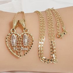 Double Virgen Heart Necklace!