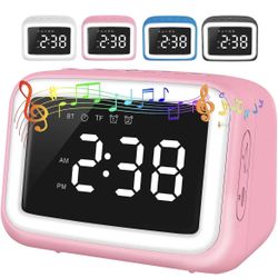 Kids Alarm Clock with Bluetooth Speaker for Bedroom