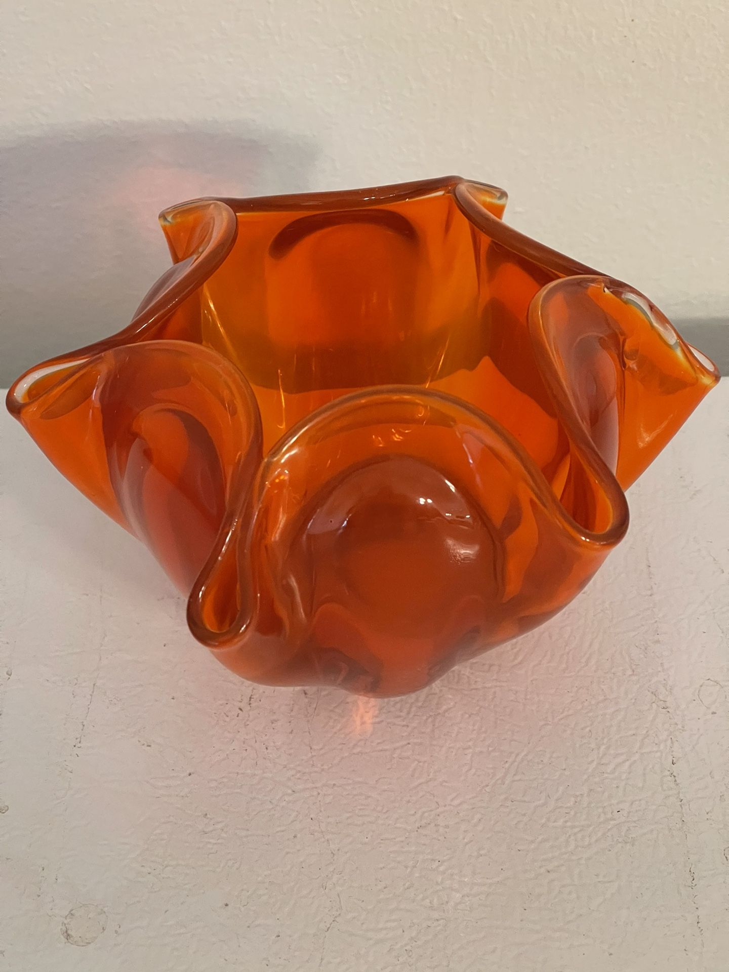 Heavy Orange Pleated Bowl
