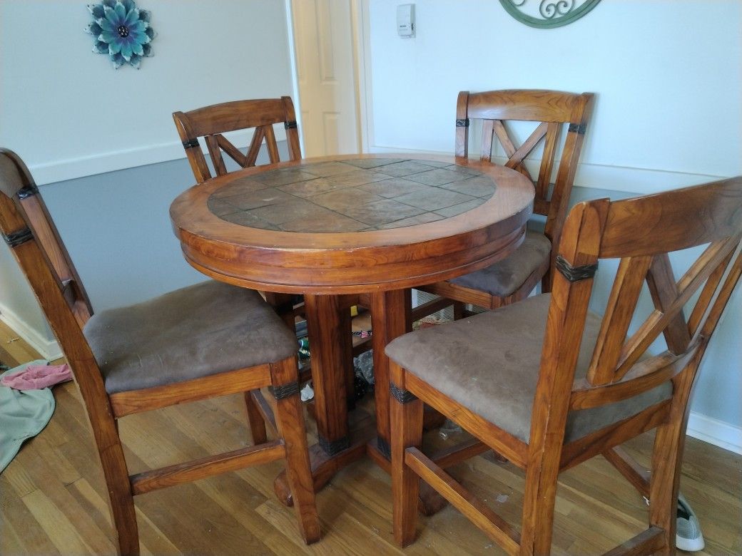 Solid Wood Dining Table And Four Chairs