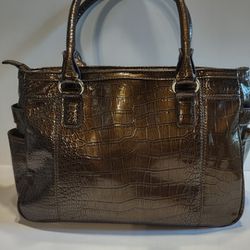 Ann Klein Croco Luxe Medium Size Purse, Handbag Brown