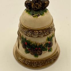 Vintage Napcoware Christmas Bell With Pine Cones X-8665