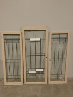 Vintage Tan Painted Wood And Glass Windows 