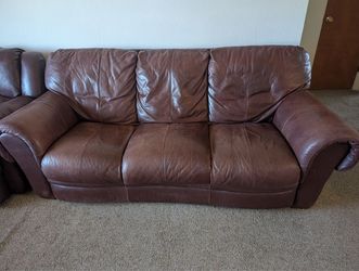 Brown Leather 3-Seat Sofa