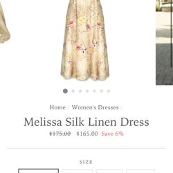 Luxelim Women’s Dress NWT (Melissa Silk Linen Dress)