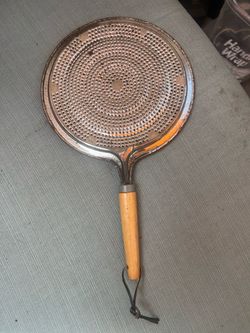 Vintage Metal Skimmer with Wood Handle