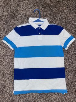 Blue and white striped old navy polo