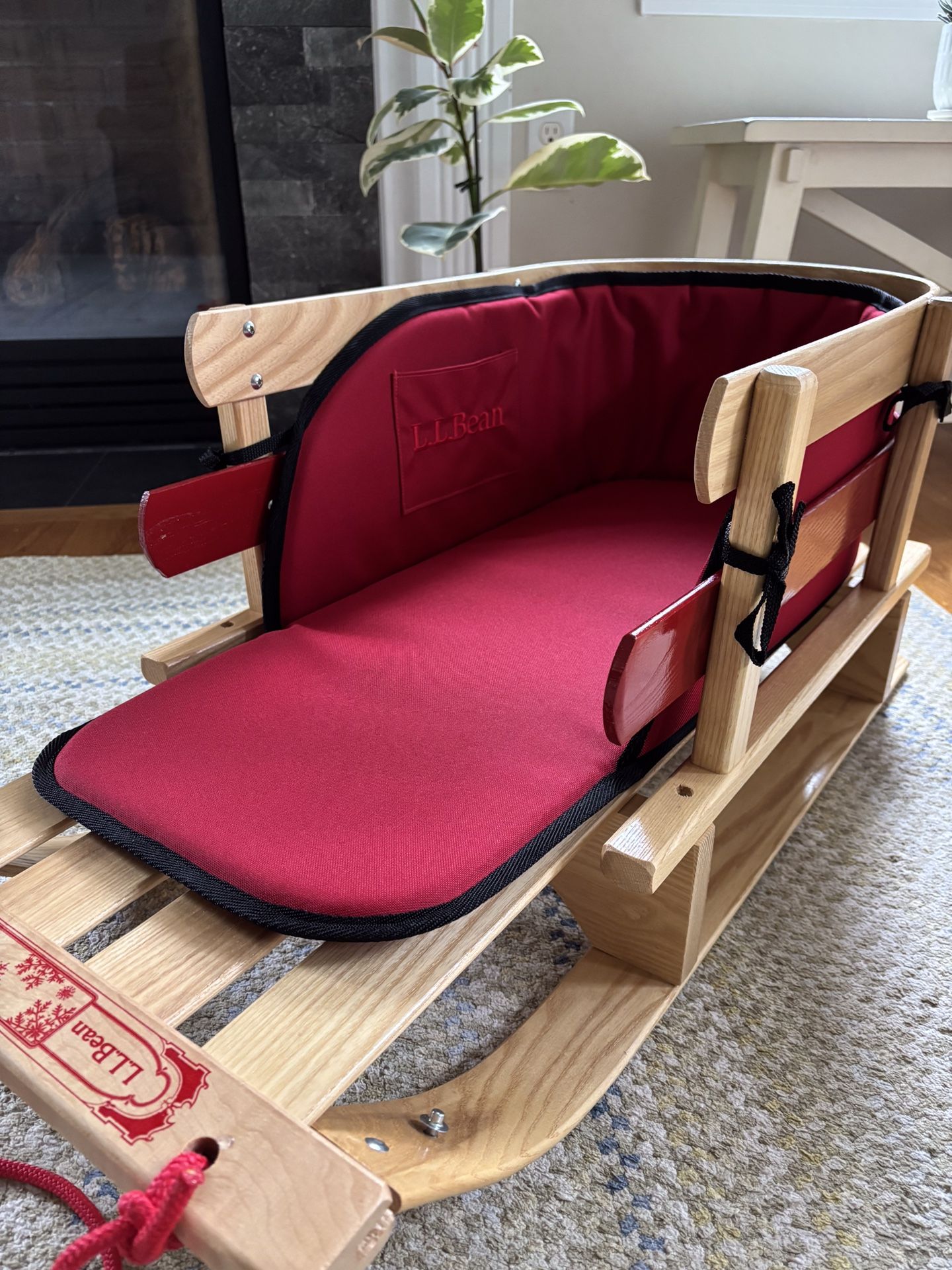 LLBean Kids Pull Sled And Cushion Set