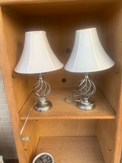 Pair of Brushed Nickel Spiral Table Lamps