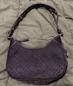 Tory Burch T Monogram Pebble Leather Crescent Shoulder Bag