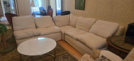 Cream Fabric Sectional Sofa