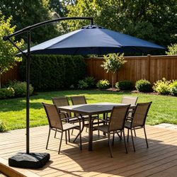 Navy Blue Offset Cantilever Patio Umbrella
