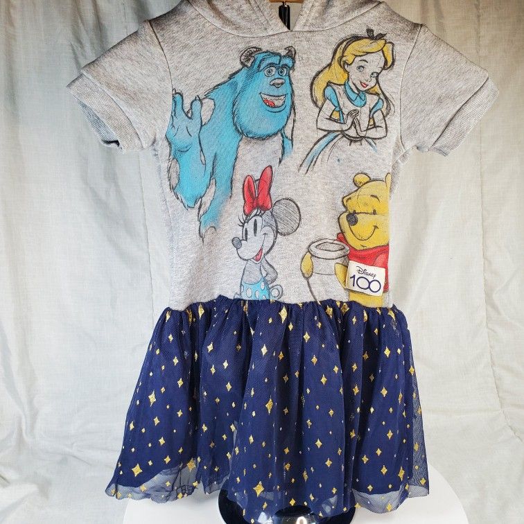 Disney Girls Hooded Cosplay Dress with Tulle Skirt-Grey Heather XS 4/5