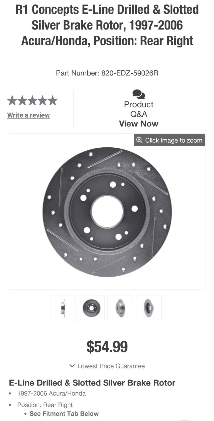 R1 Concepts Drilled and Slotted Brake Rotors For 1997 to 2006 Acura RSX/Honda