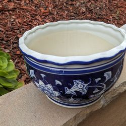 Great Planter "Blue & White" Nice Colorful Decor For Yard Decor"