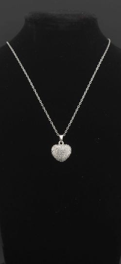 Heart Rehinstones Silver Necklace