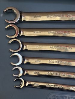 Matco Tools 6 PIECE FLARENUT WRENCH SET Includes sizes: 9mm × 10mm, 11mm x 12mm, 13mm × 14mm, 15mm x 17mm, 16mm x 18mm and 19mm x 21mm