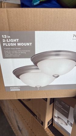 Commercial Electric 13 in. 2-Light Brushed Nickel Flush Mount with Frosted Glass Shade (2-Pack)