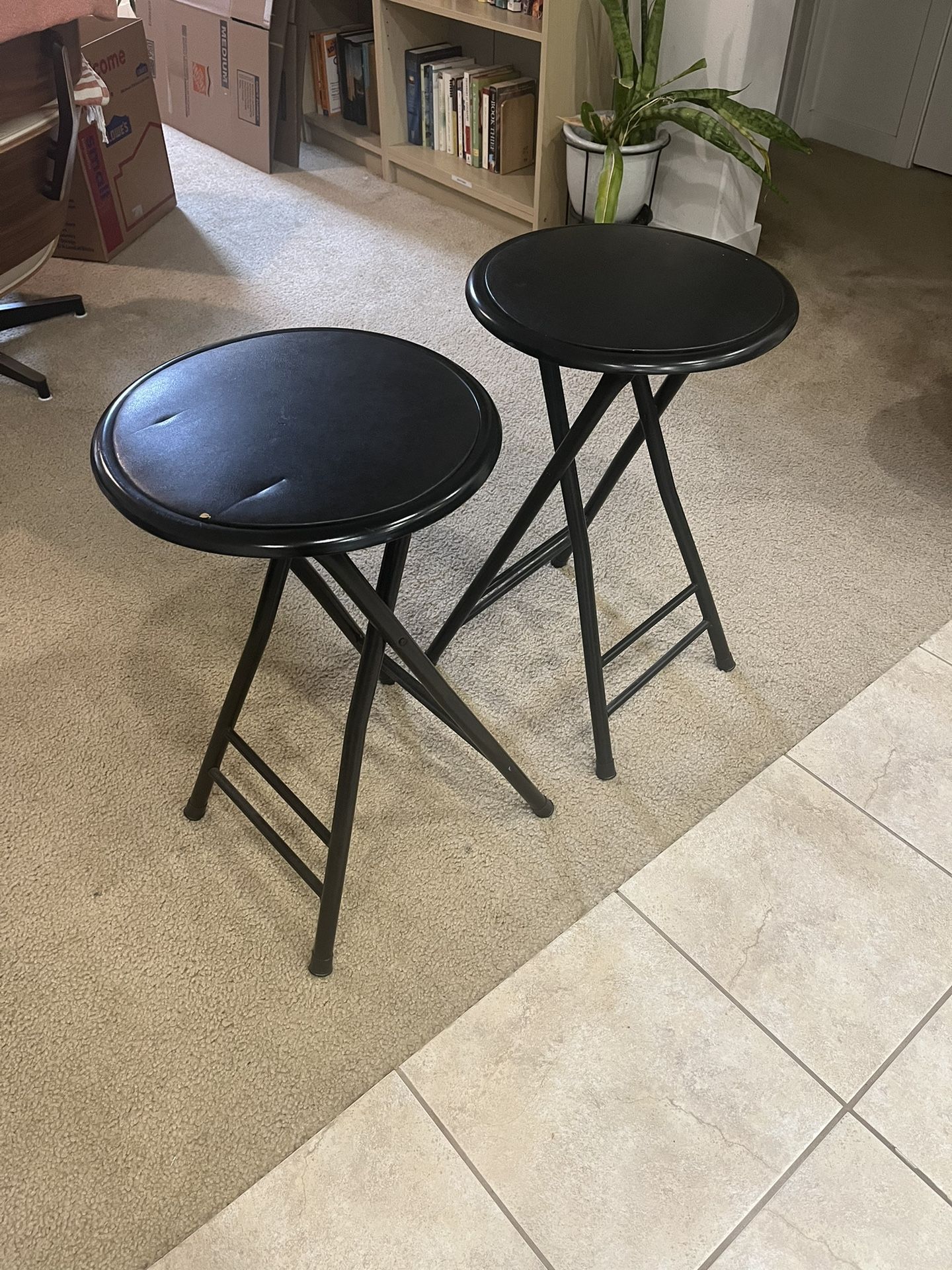 Two Counter Height Folding Stools