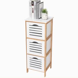 Wooden Bathroom Cabinet Storage 3 drawers for Toiletries & Accessories - Bathroom Floor Cabinet, Side Storage Organizer, Free-Standing Cabinet for Bat