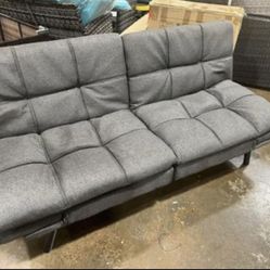 Brand new dark gray fabric futon sofa bed (SIZE IN LAST PIC!)