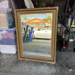 Antique Beveled Mirror In Gold Antique Frame