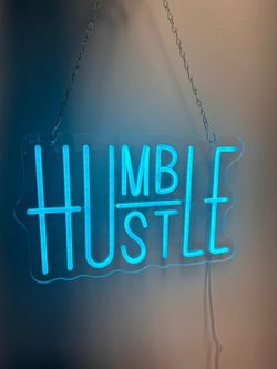 Blue LED light hustle & humble