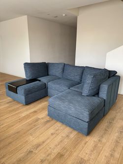 Floor Model/Return Lovesac Blue Down Chenille Sactional - 🚚 FREE SHIPPING